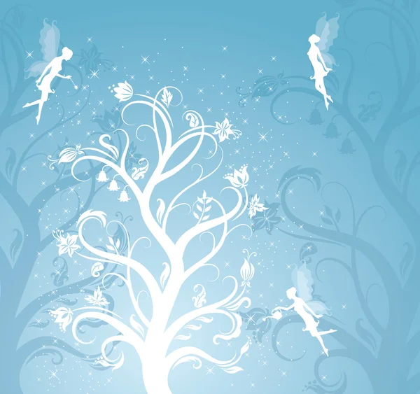 Magic tree with fairies. — Stock Vector