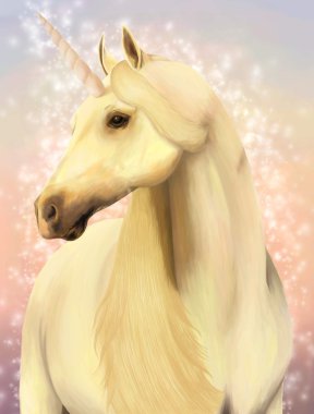 sihirli unicorn portresi.