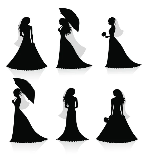 vector silhouettes bir gelin set.