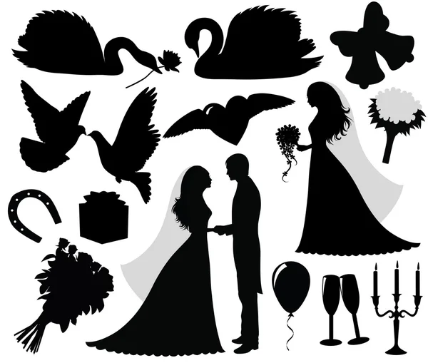 Collection d'une silhouette de mariage . — Image vectorielle