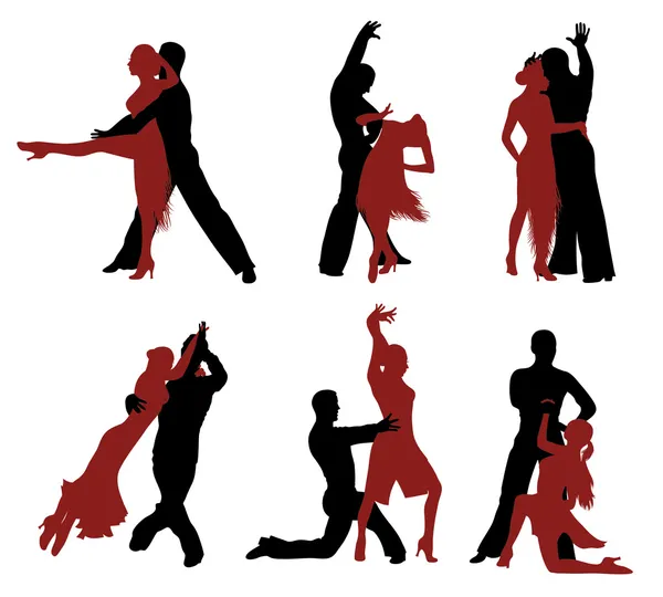 Set of silhouettes of a dancing couple. — Stock Vector