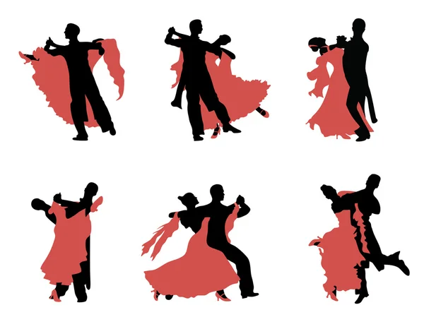 Conjunto de siluetas de una pareja de baile . — Vector de stock