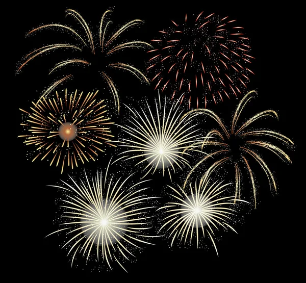 Affichage de feux d'artifice sur la mer . — Image vectorielle