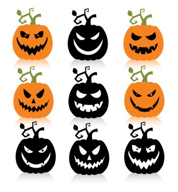 scary halloween balkabağı kümesi.