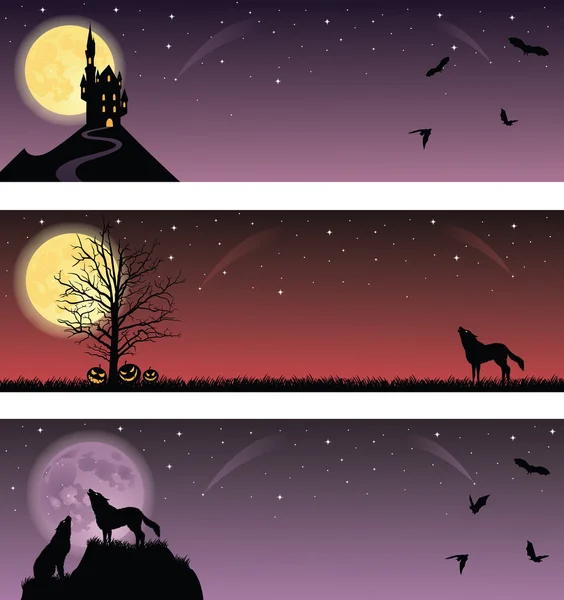 Set of a halloween banners. — Stock Vector