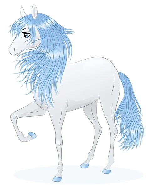 Roztomilý kůň s modré vlasy. — Stockový vektor