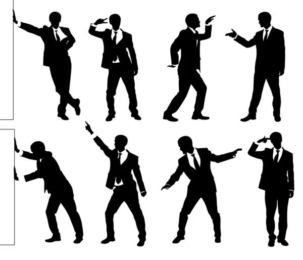 Set of silhouettes of a funny businessman. — Stock Vector