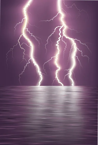 Lightning over the sea horizon — Stock Vector