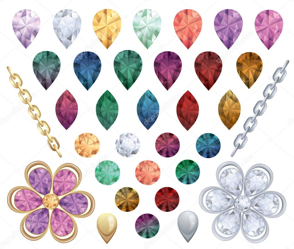Set of jewelry gems