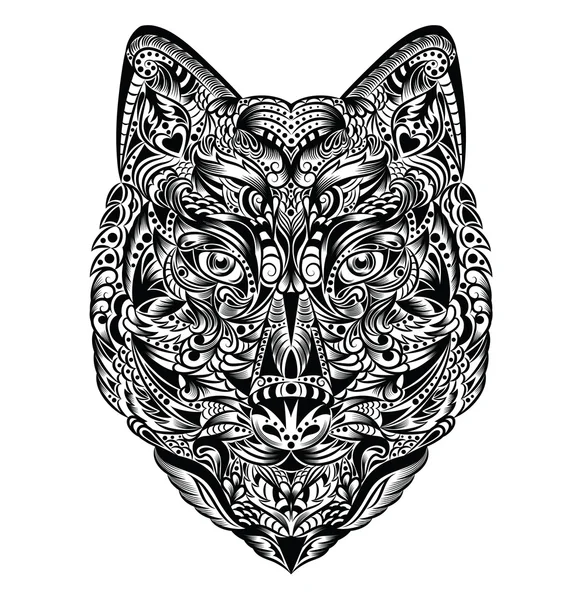 Pattern in a shape of a wolf on the white background. — Stock Vector