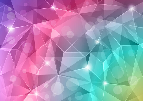 Abstract crystal background with hearts.