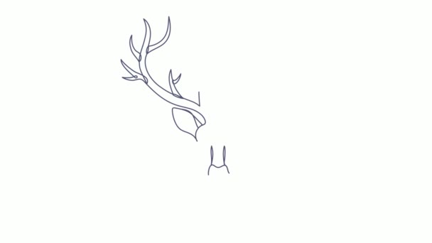 Christmas deer in a hand drawn linear style. — Stock Video