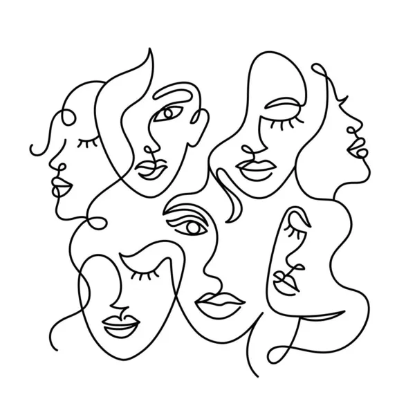 Tvář Abstraktní Ženy Moderním Abstraktním Minimalistickém Jednořádkovém Stylu Kontinuální Černá — Stockový vektor