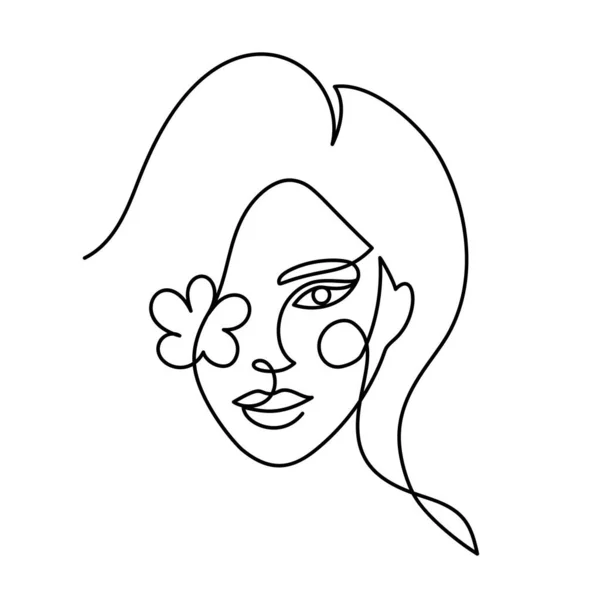 Face Abstract Woman Flower Modern Abstract Minimalist One Line Style — Stock Vector