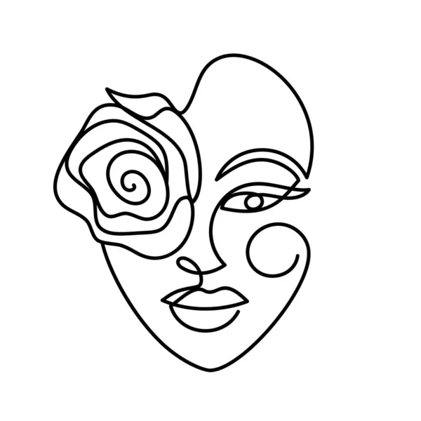 Лицо абстрактной женщины с цветком. — стоковый вектор