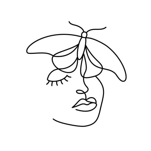 Лицо абстрактной женщины с бабочкой. — стоковый вектор