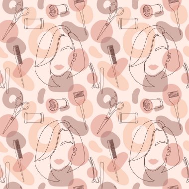 Bir çizgi sanat tarzında kuaför koleksiyonu. 