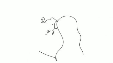 Beyaz üzerine soyut çift bir çizgi sanat tarzında.