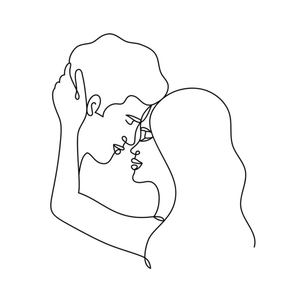 Abstract couple on white in a line art style. — 图库矢量图片