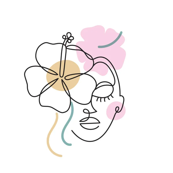 Лицо абстрактной женщины с цветком. — стоковый вектор