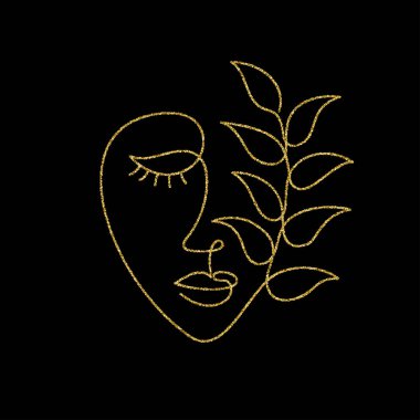 Yaprağı olan soyut bir kadının yüzü..