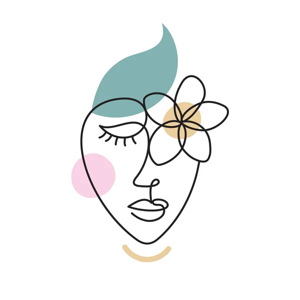 Rostro de una mujer abstracta con una hoja. — Vector de stock