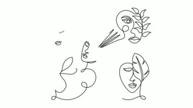 Yaprağı olan soyut bir kadının yüzü..