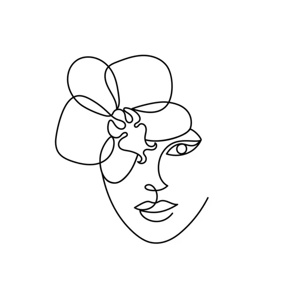 Visage d'une femme abstraite avec une fleur. — Image vectorielle