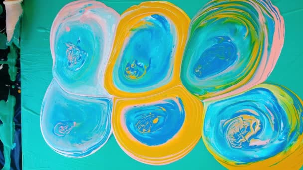Fluid art painting. Background with liquid acrylic colors. — Stock Video