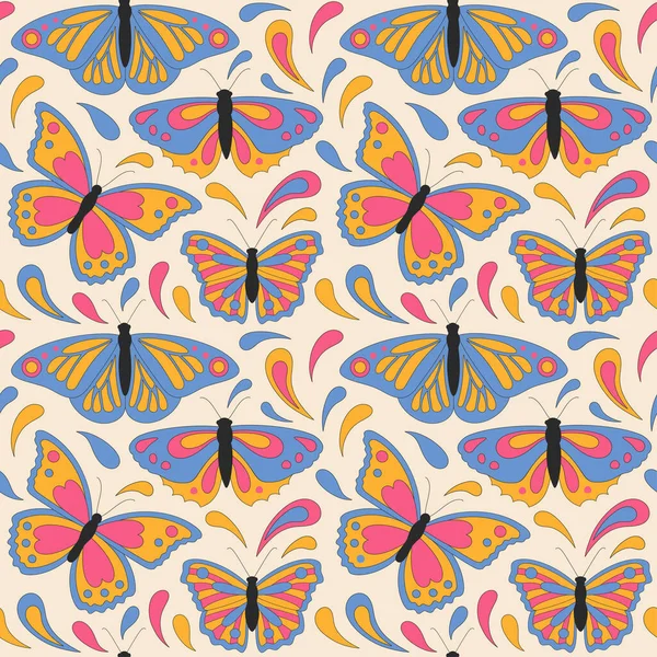 Retro beautiful butterflies on a light background. — Stockvektor