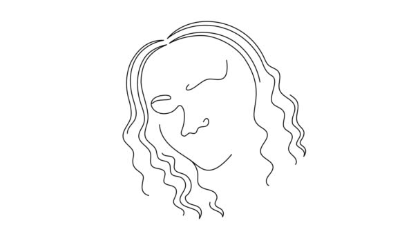 Face Afro American Woman Modern Abstract Minimalist One Line Style — Stock Video