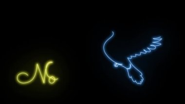 Neon güvercinler modern, soyut, minimalist, tek çizgi şeklinde. Savaş metni yok. Barışın sembolü. Aralıksız basit doğrusal fütüristik elektrik ışık tasarımı. 2D animasyon. Mavi renk.