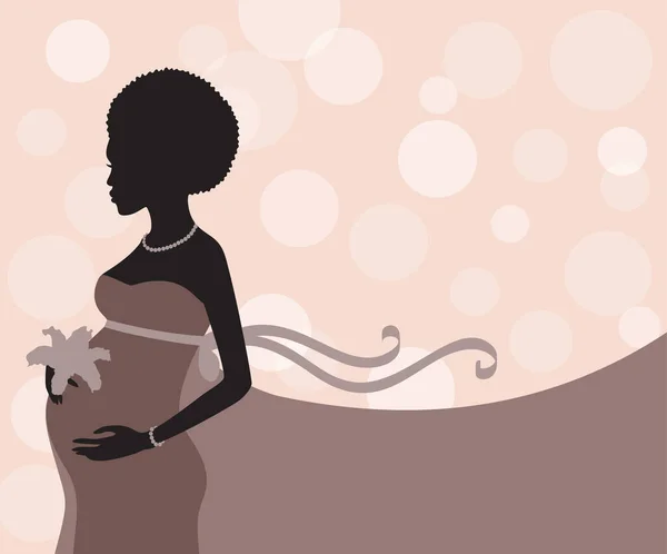 Silhouet Van Een Afrikaanse Zwangere Vrouw Vector Illustratie Van Vrouwelijke — Stockvector