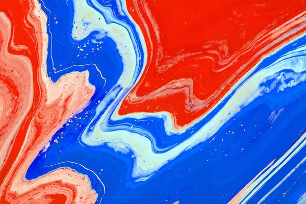 Κόκκινα Και Μπλε Χρώματα Ζωγραφική Ρευστών Τεχνών Μαρμάρινο Μελάνι Στο — Φωτογραφία Αρχείου