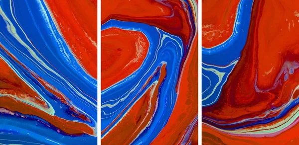 Red Blue Colors Fluid Art Painting Marble Alcohol Ink Background — Fotografia de Stock