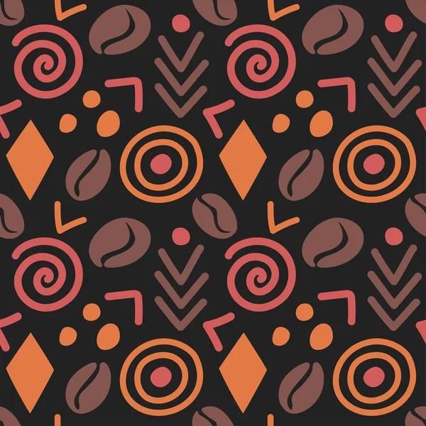 Abstract African Seamless Pattern Coffee Beans Ethical Minimalist Wrapping Paper — Stockvector