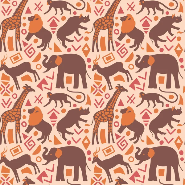 Abstract African Seamless Pattern Wild Animals Ethical Minimalist Wrapping Paper — 图库矢量图片