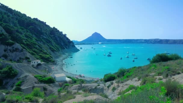 Prachtige Lagune Met Prachtig Turquoise Water Van Middellandse Zee Spanje — Stockvideo