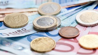 para euro sikke ve banknot arka plan