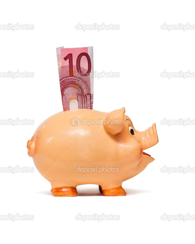 Piggy Bank with 10 Euro note