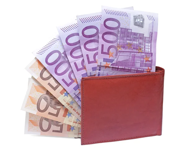 Wallet with euro notes — Stock Photo, Image