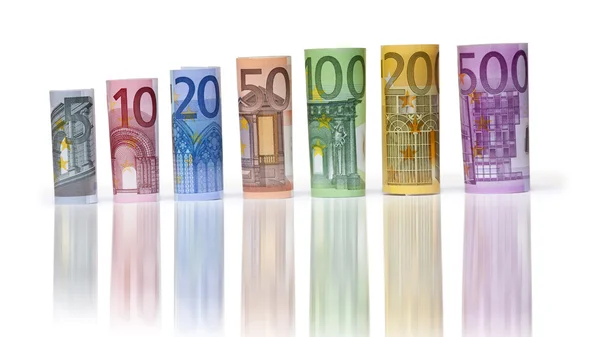 Rolled up Euro bills Royalty Free Stock Images