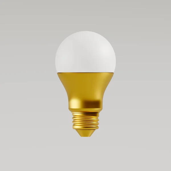 Golden Energy Saving Led Light Bulb Isolated White Background Studio — Stock Photo, Image