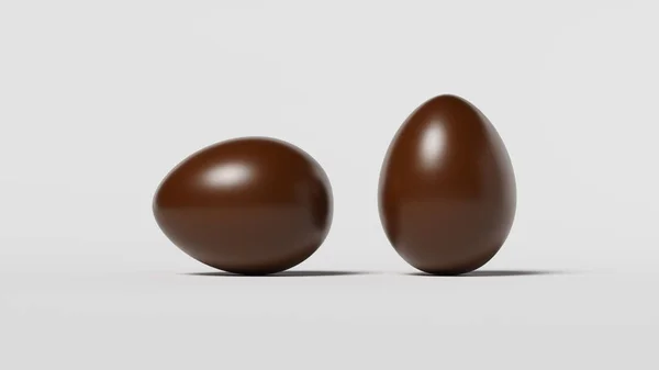 Representación Dos Huevos Chocolate Sobre Fondo Rosa Pancarta Espacio Para —  Fotos de Stock