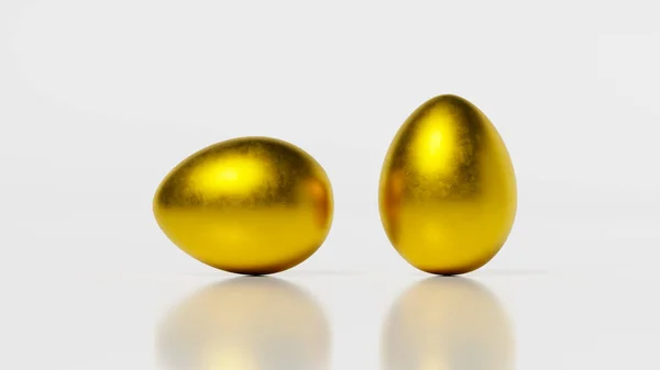 Rendering Zwei Goldene Eier Auf Weißem Hintergrund Banner Platz Für — Stockfoto