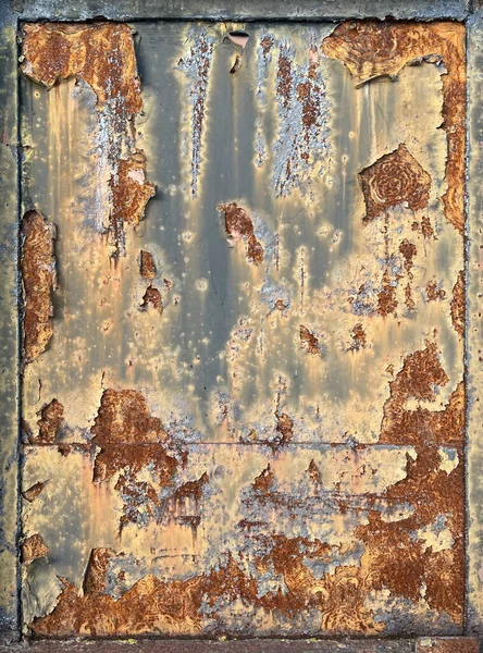 Fragment Zardzewiałego Lub Wietrzonego Żelaza Panel Dekoracyjny Postarzany Materiał Faktura — Zdjęcie stockowe