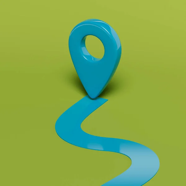 地図または位置情報マーカー 緑の背景の青いナビゲーションアイコン ソースまたはテンプレート 3Dレンダリング — ストック写真