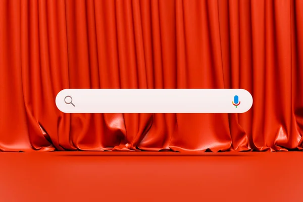 Puste Pole Paska Wyszukiwania Tle Interfejsu Czerwoną Kurtyną Przycisk Wyszukiwania — Zdjęcie stockowe
