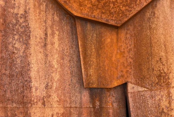 Fragmento Uma Antiga Estrutura Volumétrica Enferrujada Parede Efeito Ferrugem Textura — Fotografia de Stock