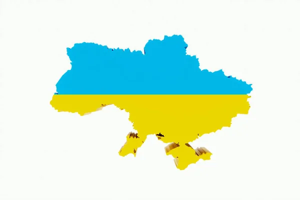 Carte Originale Ukraine Aux Couleurs Drapeau Ukrainien Sur Fond Blanc — Photo